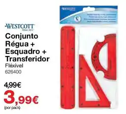 Staples Westcott conjunto régua + esquadro + transferidor flexível promoção