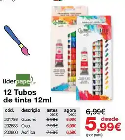 Staples liderpapel 12 Tubos de tinta 12ml promoção