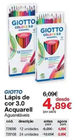 Staples Giotto lápis de cor 3.0 acquarell promoção