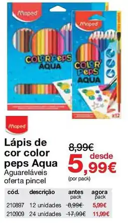 Staples Lápis de cor color peps Aqua promoção
