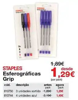 Staples staples esferográficas grip promoção