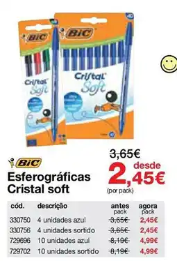 Staples Bic esferográficas cristal soft promoção