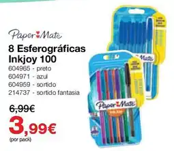 Staples Paper Mate 8 Esferográficas Inkjoy 100 promoção