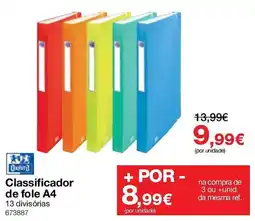 Staples Classificador oxford de folhe a4 promoção