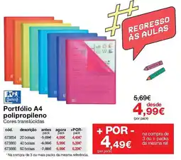 Staples Portfólio A4 polipropileno cores translúcidas promoção