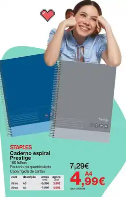 Staples Caderno espiral prestige promoção