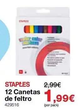 Staples staples 12 canetas de feltro promoção