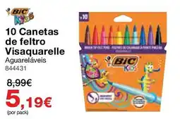 Staples Bic kids 10 Canetas de feltro Visquarelle Aguareláveis promoção