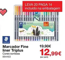 Staples Marcador Fine liner Triplus Cores sortidas promoção