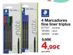 Staples selectliner 4 marcadores fine liner triplus promoção