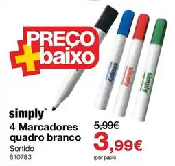 Staples simply 4 Marcadores quadro branco promoção