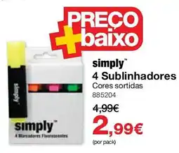 Staples Simply 4 Sublinhadores Cores sortidas promoção