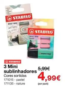 Staples Stabilo 3 mini sublinhadores promoção