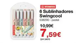 Staples Stabilo 6 sublinhadores swingcool promoção