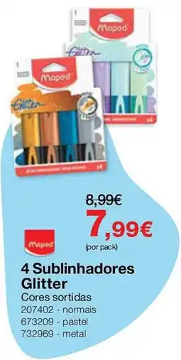 Staples Maped 4 Sublinhadores Glitter promoção