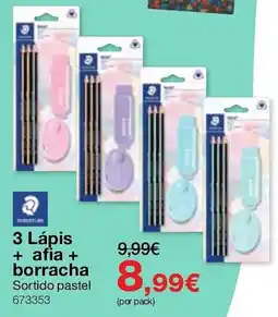 Staples Schedler 3 Lápis + afia + borracha Sortido pastel promoção