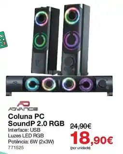 Staples Advance coluna pc soundp 2.0 rgb promoção