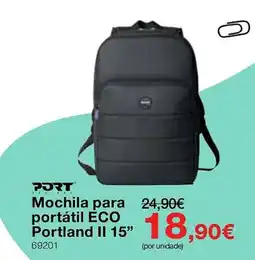 Staples Port mochila para portátil eco portland ii 15" promoção