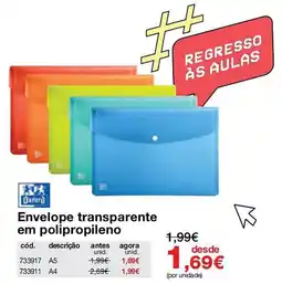 Staples Envelope transparente em polipropileno oxford promoção