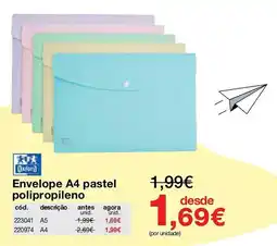 Staples Envelope A4 pastel polipropileno promoção
