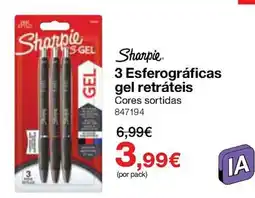 Staples Sharpie 3 Esferográficas gel retráteis cores sortidas promoção
