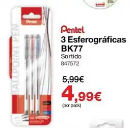 Staples pentel 3 esferográficas bk77 sortido promoção