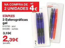 Staples staples 3 esferográficas gel promoção