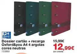 Staples Dossier cartão + recarga oxford&you a4 4 argolas cores neutras promoção