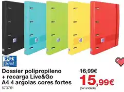 Staples Dossier polipropileno oxford + recarga live&go a4 4 argolas cores fortes promoção
