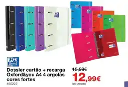 Staples Dossier cartão + recarga Oxford&you A4 4 argolas cores fortes promoção