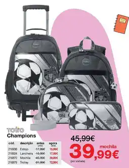 Staples Totto champions Mochila promoção