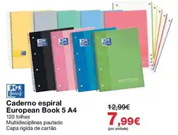 Staples Caderno espiral European Book 5 A4 promoção