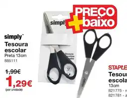 Staples simply tesoura escolar promoção