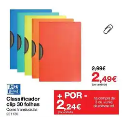 Staples Classificador clip 30 folhas cores translucidas oxford promoção