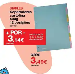 Staples staples separadores cartolina promoção