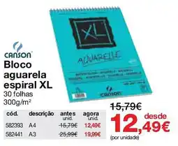 Staples Bloco aguarela espiral XL Canson promoção