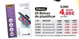 Staples Fellowes 25 Bolsas de plastificar promoção