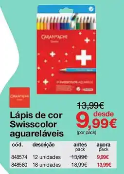 Staples Lápis de cor Swisscolor aguareláveis promoção