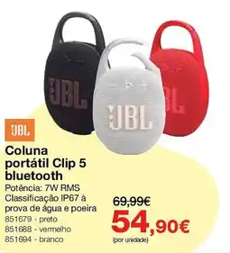 Staples Jbl coluna portátil clip 5 bluetooth promoção
