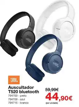 Staples Jbl auscultador t520 bluetooth promoção