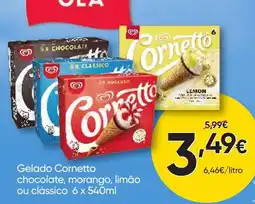 Froiz Gelado Cornetto chocolate, morango, limão ou clássico promoção