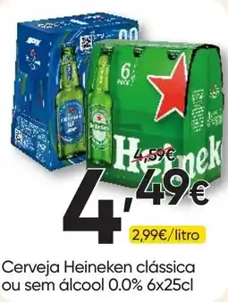 Froiz Cerveja Heineken clássica ou sem álcool 0,0% 6x25cl promoção