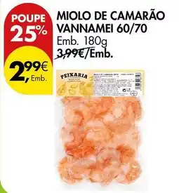 Pingo Doce Miolo de camarao vannamei 60/70 promoção