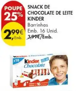 Pingo Doce kinder chocolate de leite promoção