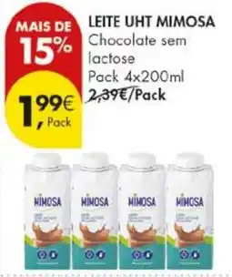 Pingo Doce Leite uht mimosa chocolate sem lactose promoção