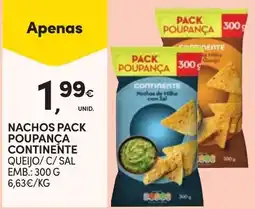 Continente Nachos pack poupança continente queijo/c/sal promoção