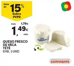 Continente Queijo fresco de vaca tete promoção