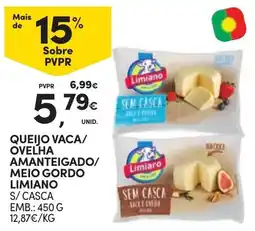 Continente queijo vaca/ovelha amanteigado/meio gordo limiano s/casca promoção