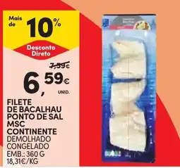 Continente Filete de bacalhau ponto de sal msc continente promoção