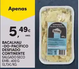 Continente Bacalhau-do-pacífico desfiado continente salgado seco promoção
